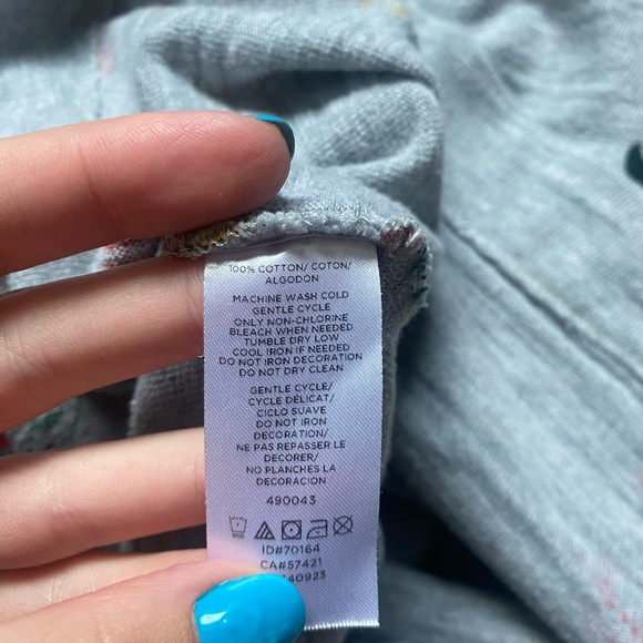 Loft Medium Floral Grey Crewneck Sweater 100% Cotton - Picture 7 of 7